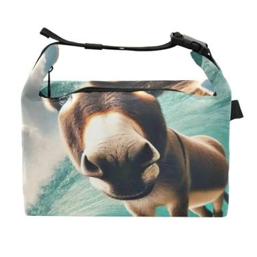 Imagem de TSENQUE Lancheira fofa de animal burro para mulheres, lancheira com alça de ombro para trabalho, adultos, linda bolsa isolada para adultos