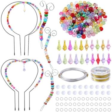 Imagem de SUNNYCLUE 1 caixa DIY 4 conjuntos de estacas de jardim com contas de varinha de fada estacas de jardim cristal acrílico grande buraco pônei contas redondas coração varinha de fada kit para plantas de