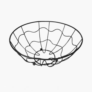 Imagem de Tigela de frutas de bancada, cesta de arame para frutas, pães, legumes, lanches, preta