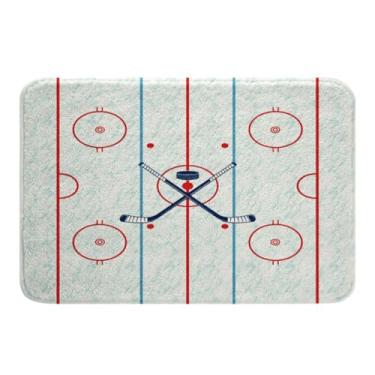 Imagem de Erosebridal Tapetes de banheiro de hóquei no gelo 50,8 cm x 81,3 cm Tapete de banho de pista de hóquei em estádio de hóquei tapetes de chão tapetes de banho antiderrapante jogo de esportes de inverno