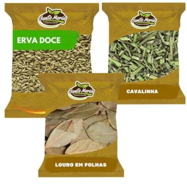Imagem de Kit 3- cavalinha 1 kg, Louro em folha 500g e Eva doce 500g
