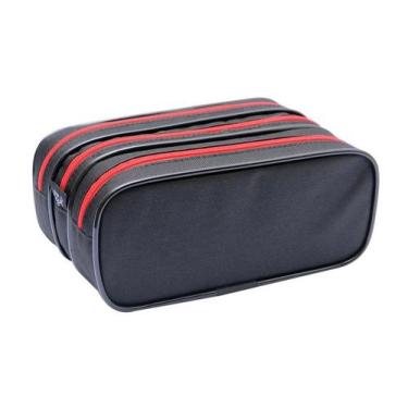 Imagem de Estojo Escolar Triplo Preto com Vermelho Estojos Kids