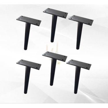 Imagem de KIT 6 Pés de Metal 18cm Preto Multiuso Para Armário Mesas de Cabeceira
