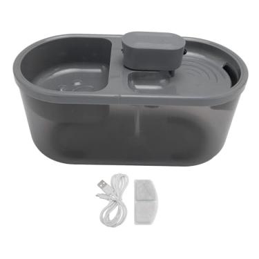 Imagem de CUOFYUNL Fonte de água e tigela de comida para gatos 4,5L de alta capacidade com filtro embutido Dispensador automático de água para gatos e cães (Cinza)