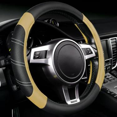 Imagem de NBTEPEM Capa de volante de carro, capas de volante esportivo de couro de microfibra de 36,8 a 38 cm, ajuste universal para a maioria dos carros, caminhões, SUV, Jeep, antiderrapante, seguro, macio