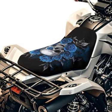 Imagem de HUISEFOR Capa de assento para quadriciclo gótico, caveira, quadriciclo, esportes motorizados, capas de almofada, impermeável, respirável, protetor acolchoado para Polaris Sportsman/Rancher/Foreman