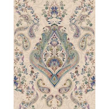 Imagem de Papel de parede vintage damasco francês descascar e colar bege/azul/verde claro engrossado removível autoadesivo design para paredes banheiro quarto decoração de casa 45 cm x 299 cm papel de parede