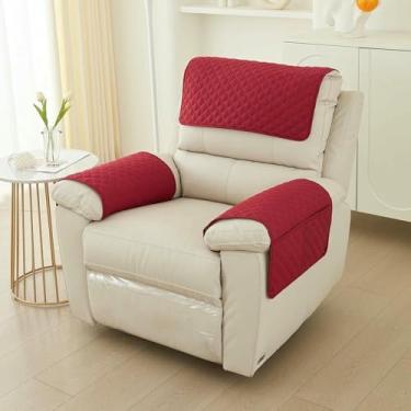 Imagem de Capas antiderrapantes para poltronas, com proteção para os braços e encosto de cabeça, ideais para sofás reclináveis ​​de 3 lugares. Possuem bolso lateral e são laváveis.