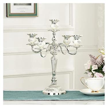 Imagem de Castiçal de metal para chão castiçal de mesa castiçal casamento igreja família decoração de férias mesa de vela (D)