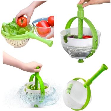 Imagem de Escorredor Secador De Legumes Com Cabo Giratório Centrífuga