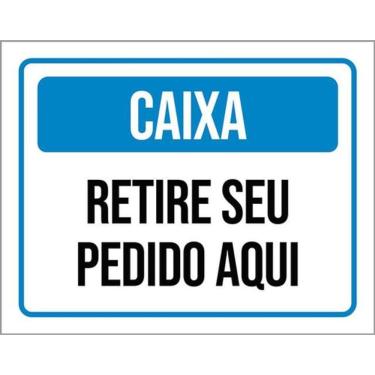 Imagem de Kit 3 Placas Caixa Retire Seu Pedido Aqui Azul