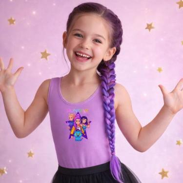 Imagem de Body Collant Menina Tema Huntrix Guerreiras do Kpop Cor:LilásTamanho:8