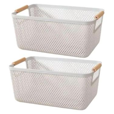 Imagem de Kit 2 Cesto Armenamento Decoração Multiuso 36X22Cm Branco - Top Chef