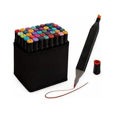 Imagem de Conjunto de Canetas Marcador Permanente Canetinhas para Colorir Touch com Ponta Dupla para Desenhos Profissional e Escolar com Duas Pontas Hidrográficas com Estojo para Transporte 24 Unidades