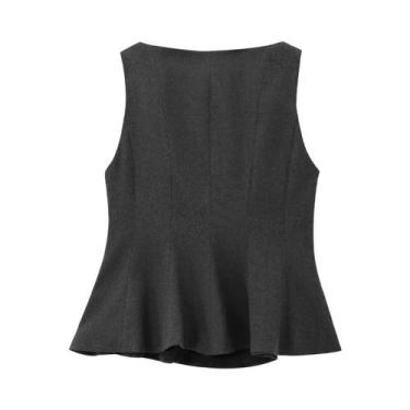 Imagem de Blusa Feminina Elegante Com Babados Na Barra, Sem Mangas, Ajuste Slim,