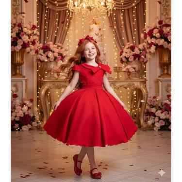 Imagem de Vestido Bella Child Ravena Vermelho para Crianças, Vermelho, 8