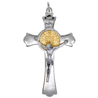 Imagem de Marca: VILLAGE GIFT IMPORTERS Pingente religioso de cruz de São Bento ou Medalha de São Bento de Jubillee (prateado)