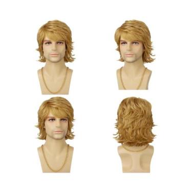 Imagem de Peruca Masculina Sintética Curta Preta Em Camadas, Resistente Ao Calor