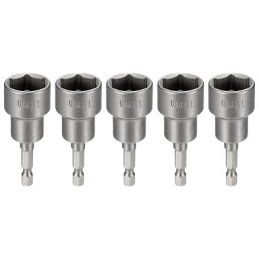 Imagem de HARFINGTON 5 peças de broca de chave de porca soquete métrico de 19 mm haste sextavada de 1/10.2 cm (65 mm), soquetes magnéticos de 6 pontos de troca rápida, conjuntos de parafusos de aço Cr-V para