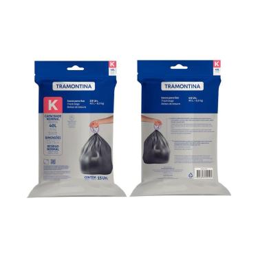 Imagem de Saco Plástico De Lixo Com Alça Para Fechamento 40 Litros (k) Para Lixeiras Tramontina