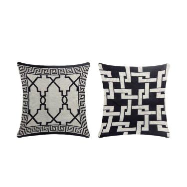 Imagem de Capa Para Almofada Grécia 1 Peça 45cm x 45cm 60% Algodão / 40% Poliéster Tecido Jacquard Com Zíper - Preto