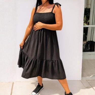 Imagem de Vestido De Grávida Soltinho Confortável Alça Ajustável Ideal Para Gest