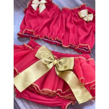 Imagem de Conjunto infantil saia de babado (tamanho Único ) - Duda Flex , Azul