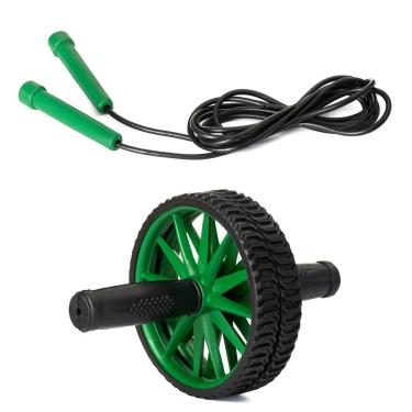 Imagem de Kit Corda Pular + Roda Abdominal Fitness Academia Profissional-Unissex