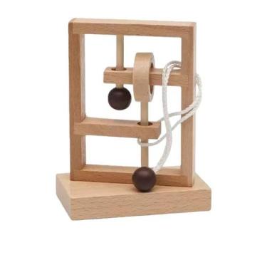 Imagem de Jogo de solução Wooden Topology Rope Puzzle Toy Lock & Ring - Taiyuank
