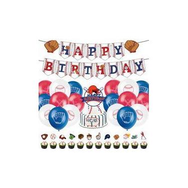 Imagem de Conjunto de festa de aniversário com tema de beisebol com 15 balões e 