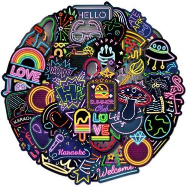 Imagem de Adesivos Neon Graffiti, 50 unidades, LED, luzes de néon, impermeáveis 