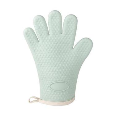 Imagem de Luvas de forno de silicone resistentes ao calor, verde menta espessado