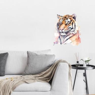 Imagem de Adesivo de parede Creative Tiger Head Aquarela 38x38cm PVC - yiweisai
