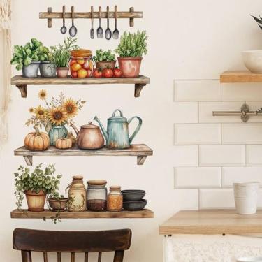 Imagem de Adesivos de parede Plantas de Cozinha Ervas Utensílios PVC 40x60cm - y
