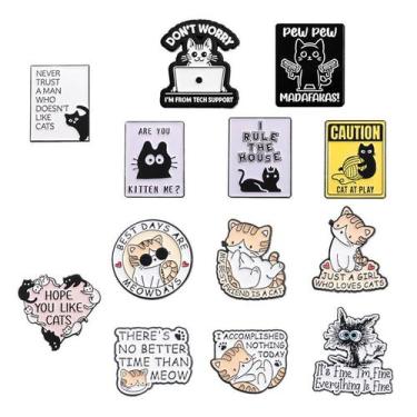 Imagem de Conjunto de alfinetes de broche Cartoon Cat Creative Animal Lapel Badg