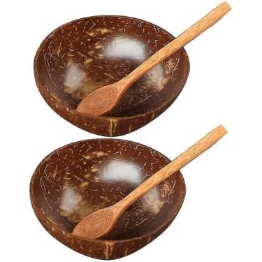 Imagem de Conjunto de tigelas de coco alternativo sem plástico feito à mão (2 un