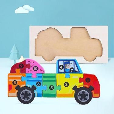 Imagem de Puzzle Toy 3D: carro de madeira para crianças, educacional - Gloome St