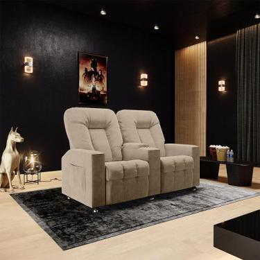 Imagem de Poltrona Reclinável 2 Lugares para Sala de Cinema Arsenal Suede Bege G