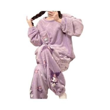 Imagem de Pijamas De Inverno Para Meninas Com Estampa De Gato KT Em Flanela Cora