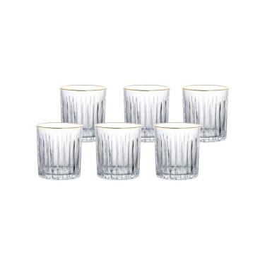 Imagem de Jogo 6 Copos 330ml Para Whisky Borda Dourada Egeu Hauskraft