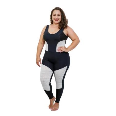 Imagem de Macacão Longo Life Fitness Plus Size - Preto e Mesh Branco - G3-Feminino