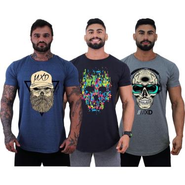 Imagem de Kit 3 Camiseta Longline Masculina MXD Conceito Básico Sport Fitness Silk Screen-Masculino