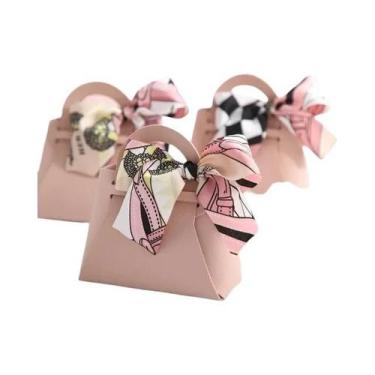Imagem de Bolsas De Presente De Couro Rosa 10PCS Mini Bolsa De Casamento Com Fit