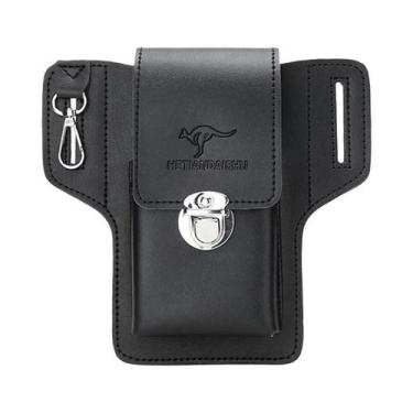 Imagem de Bolsa De Cintura Masculina De Couro Para Trabalho, Porta-Chaves Vertic