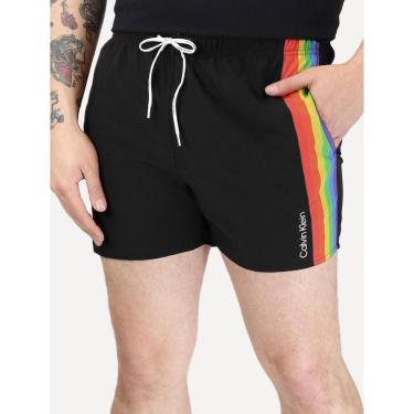 Imagem de Short Calvin Klein Swimwear Masculino D'Água Pride Colors Preto-Masculino