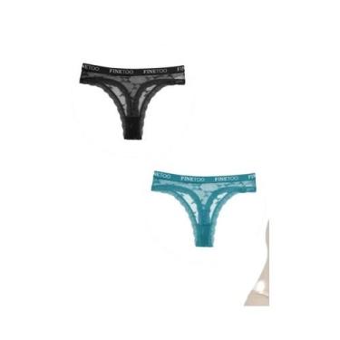 Imagem de Conjunto De 3 Peças De Tanga De Renda Feminina, Lingerie Floral Sexy C