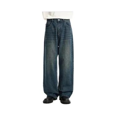 Imagem de Calças Jeans Pretas Clássicas Masculinas De Perna Reta, Estilo Casual,