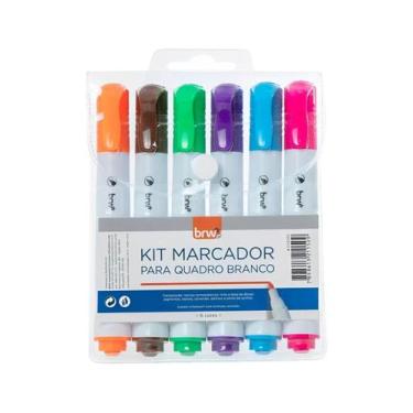 Imagem de Kit Marcador Para Quadro Branco BRW Recarregável Ponta Macia Escrita S