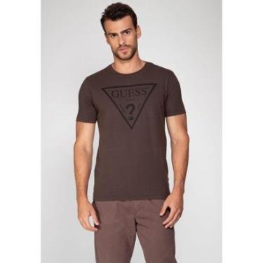 Imagem de Camiseta Logo Triangulo Relevo Guess Marrom-Masculino