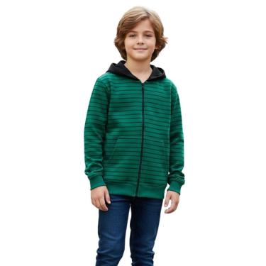 Imagem de Blusa Infantil Moletom Listrado com Capuz Menino Inverno